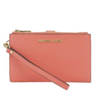 【Michael Kors】JET SET TRAVEL 西秞色防刮多功能手拿皮夾/手機包(手把可拆)