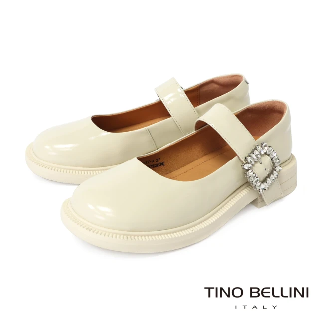 TINO BELLINI 貝里尼TINO BELLINI 貝里尼 時尚亮面圓頭瑪莉珍鞋FWBV037-3(米白)