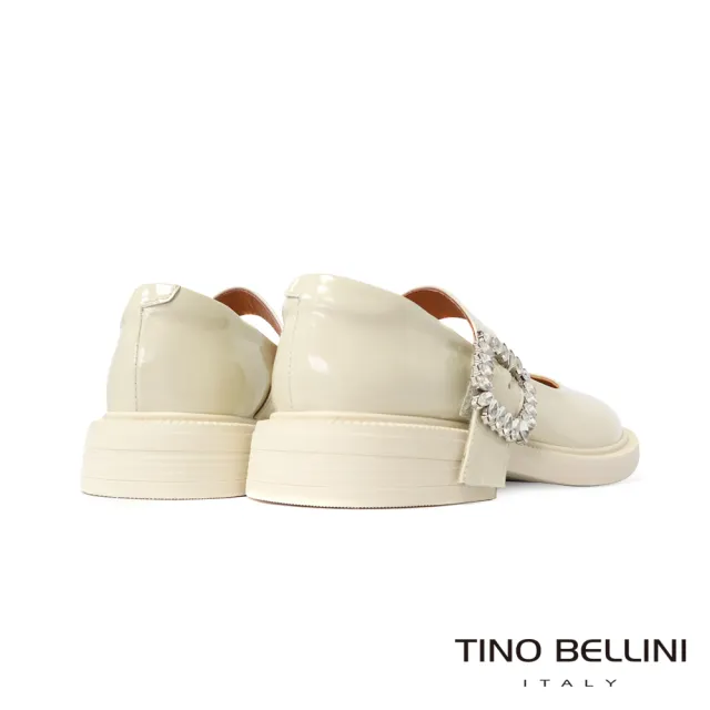 【TINO BELLINI 貝里尼】時尚亮面圓頭瑪莉珍鞋FWBV037-3(米白)