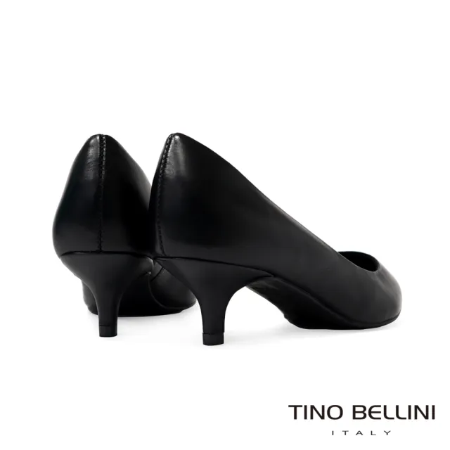 【TINO BELLINI 貝里尼】巴西進口素面尖頭低跟鞋FWCV035A-1(黑色)