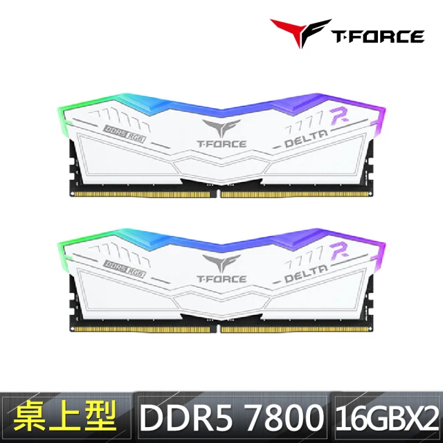 Team 十銓 T-FORCE DELTA RGB 炫光 DDR5 7800 32GB 16Gx2 CL38 白色 桌上型超頻記憶體