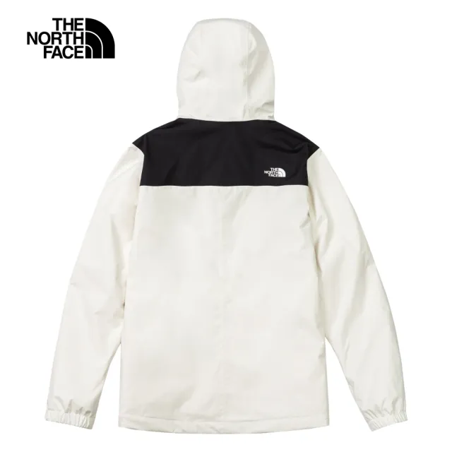 【The North Face 官方旗艦】北面女款米白色防水透氣連帽三合一外套｜7QW6ROU(內搭抓絨款)