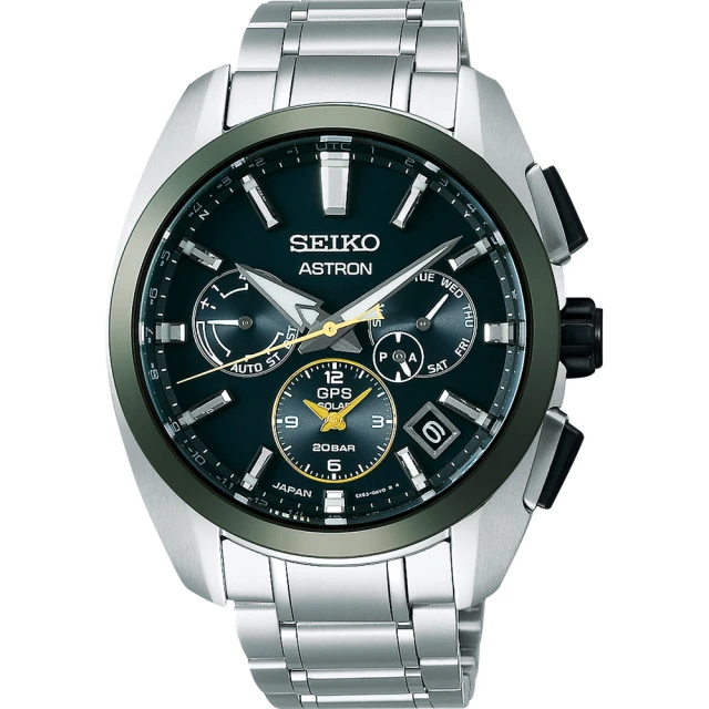 SEIKO 精工 Astron 限量綠陶瓷太陽能GPS鈦金屬手錶-42.8mm 送行動電源 開學(5X53-0BA0G SSH071J1)