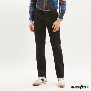 【Hang Ten】男裝-SLIM FIT龍耀刺繡內刷毛合身牛仔褲(黑)