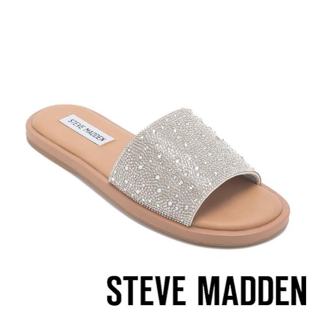 【steve madden】SIENNA-R 鑽面平底涼拖鞋(銀色)