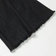 【OUWEY 歐薇】率性抽鬚邊打摺設計牛仔大寬褲(黑色；S-L；3223328619)