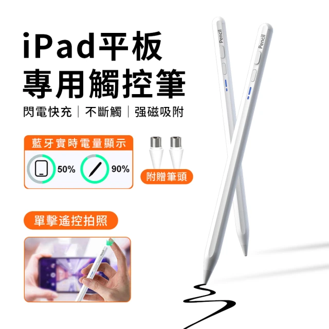 BORUI Apple iPad專用藍牙觸控筆 防掌觸磁吸電容筆 繪畫手寫筆 藍牙實時電顯(BP17-AP)