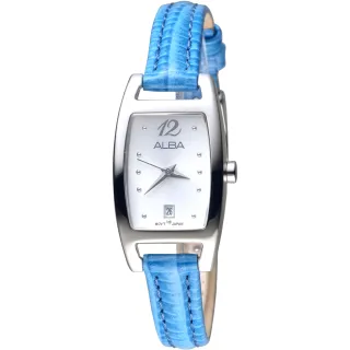 【ALBA】雅柏手錶 純粹經典銀白面藍皮帶女錶/AH7K39X1(保固二年)