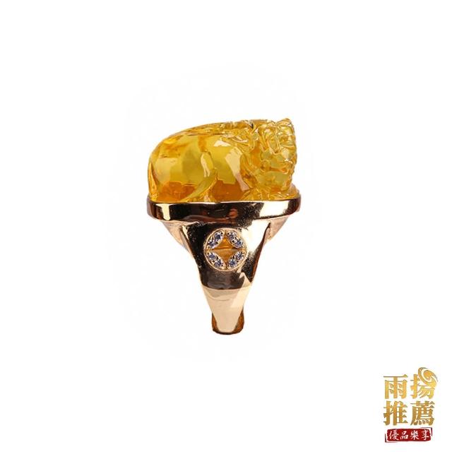 【雨揚】致富權貴貔貅琥珀戒指-男款