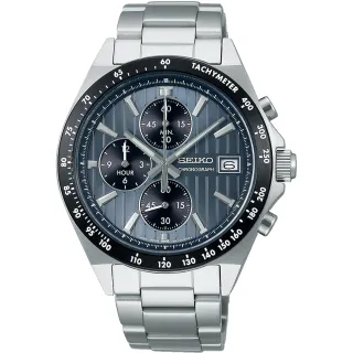 【SEIKO 精工】CS系列 條紋面錶盤賽車計時腕錶-41mm(8T67-00Y0B/SBTR041J)