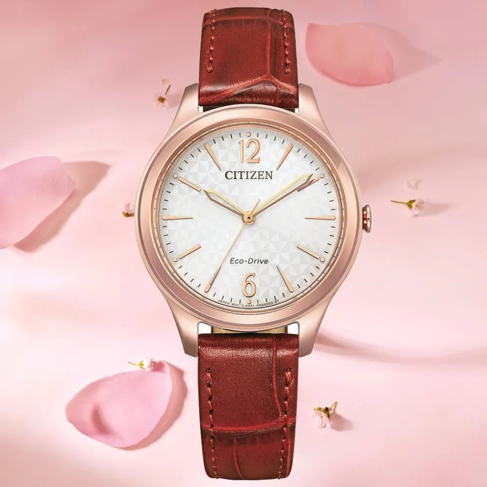 【CITIZEN 星辰】LADYS系列 光動能 時尚格紋腕錶 32mm(EM0508-12A)