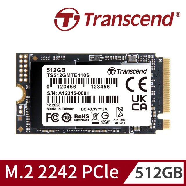 【Transcend 創見】MTE410S 512GB M.2 2242 PCIe Gen4x4 SSD固態硬碟(TS512GMTE410S 新舊包裝隨機出貨)