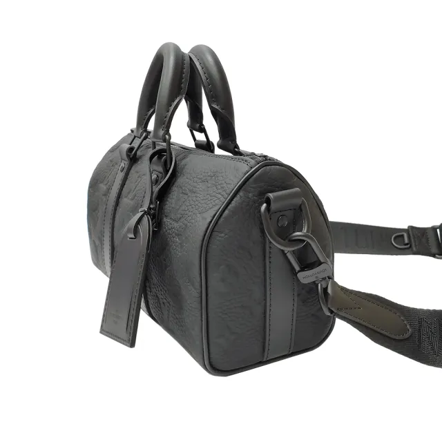 【Louis Vuitton 路易威登】M20900 經典Keepall系列Taurillon Monogram皮革手提斜背包(全新展示品-黑色)