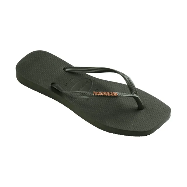 【havaianas 哈瓦仕】拖鞋 女鞋 夾腳拖 方形 果凍亮粉 Slim Square Logo 綠 4148257-4896W(哈瓦士)