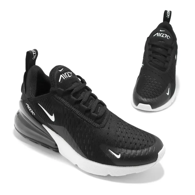 【NIKE 耐吉】休閒鞋 Air Max 270 運動 女鞋 襪套 氣墊 避震 舒適 簡約 球鞋 黑 白(AH6789-001)