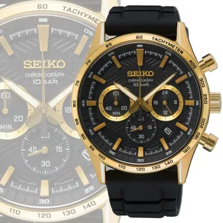 【SEIKO 精工】CS系列 三眼計時輪胎紋錶盤設計男腕錶-黑面 膠帶43mm(SSB446P1/8T63-00Y0C)