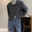 【巴黎精品】羊毛大衣毛呢外套(雙排扣圓領短款修身女外套2色a1cu37)