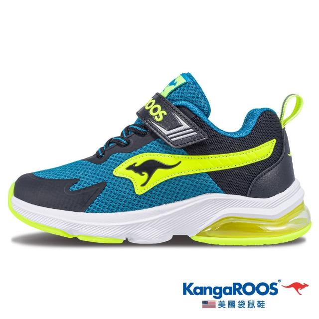 【KangaROOS】童 RUN FAST 2 氣墊童鞋 輕質透氣 避震支撐(黑/綠-KK41310)