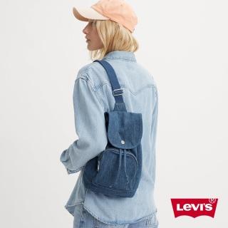 【LEVIS 官方旗艦】男女同款 簡約斜背丹寧水桶包 / 經典鈕扣細節 熱賣單品 D7957-0003