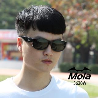 【MOLA】摩拉偏光近視太陽眼鏡 外掛偏光套鏡 UV400 男女 黑框 灰片 3620Wbg(近視可戴的太陽眼鏡)