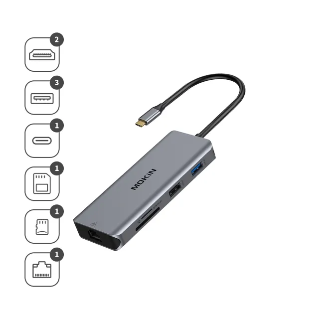 【MOKiN】9合1 hub 雙HDMI多工集線器 （UC0305）(雙屏支援 多工高效)