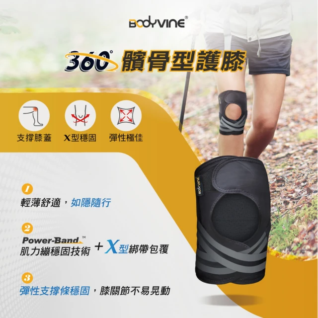 BodyVine 巴迪蔓 360髕骨型護膝-1只(膝關節穩固 側向支撐 髕骨韌帶防護 CT-15517)