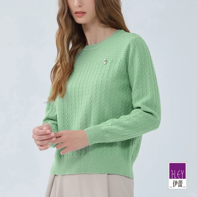 ILEY 伊蕾 立體線條織紋針織上衣(淺綠色；M-XL；1234515007)