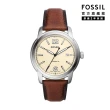 【FOSSIL 官方旗艦館】Heritage 簡約復古日曆機械手錶 棕色真皮錶帶 43MM ME3221