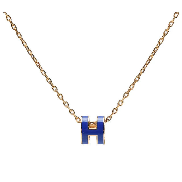 Hermes 愛馬仕 經典Pop H立體簍空橢圓LOGO項鍊