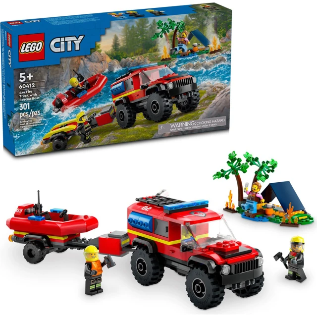 LEGO 樂高 LT60412 城市系列 - 四輪驅動消防車和救援艇