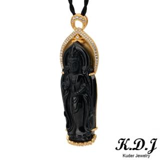 【K.D.J 圓融珠寶】天然翡翠烏雞種觀音墜飾
