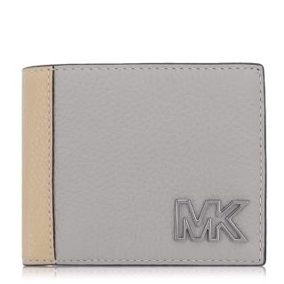 【Michael Kors】荔枝紋皮革 / 零錢袋 / 雙摺 短夾(灰色)