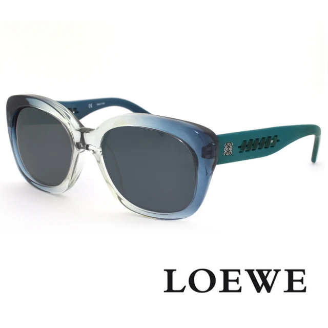 LOEWE 羅威LOEWE 羅威 明星同款大方框簡約皮革設計太陽眼鏡(透藍 SLW842-01G7)