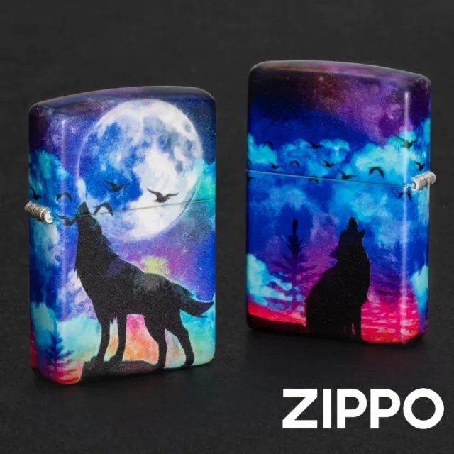 【Zippo官方直營】夜色狼嚎環繞設計防風打火機(美國防風打火機)