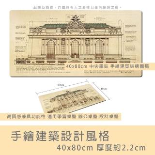 【圖騰設計款】中央車站手繪建築設計風 80X40cm 加大加長XL超大滑鼠墊(學習桌墊/設計桌墊/電腦桌墊)