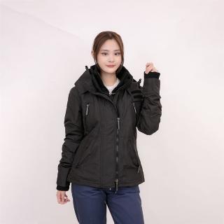 【superdry】極度乾燥 黑色 女外套 鋪棉 防風衣 外套 三拉鍊 防風外套 平輸品(機能外套 女外套)