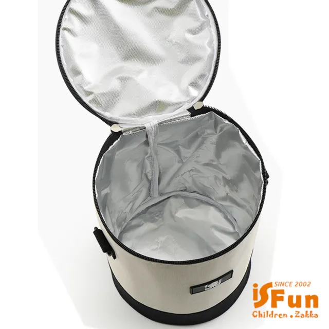 【iSFun】加長圓桶＊大容量肩背保冷保溫便當包(多色可選)