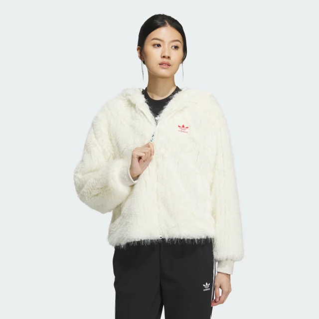 adidas 愛迪達 外套 女款 連帽外套 毛毛外套 亞規 新年 NEW FUR JKT 白 IX4225