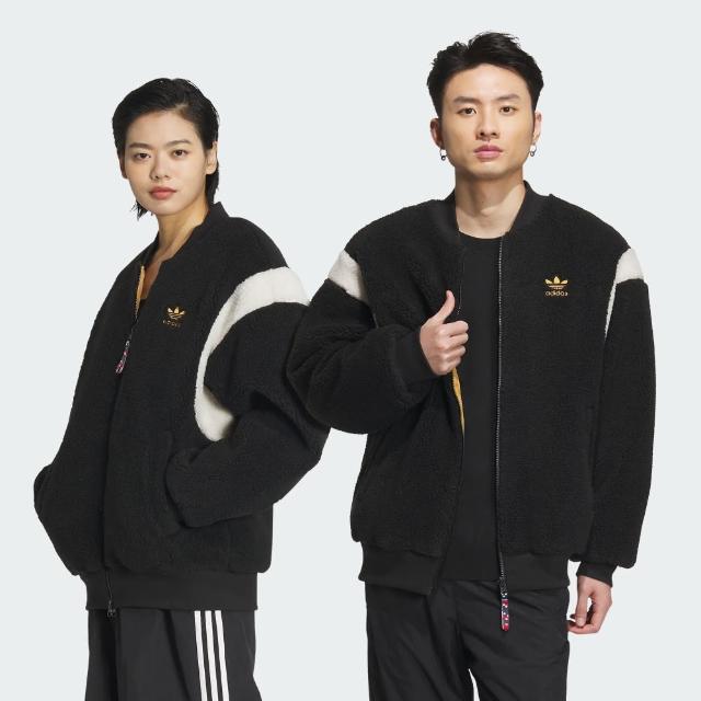 【adidas 愛迪達】外套 男款 女款 運動外套 三葉草 新年 亞規 SHERPA BOMBER 黑IX4215