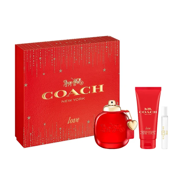 COACHCOACH Coach Love 時尚戀紅女性淡香精禮盒(專櫃公司貨 淡香精 90ml+身體乳 100ml+淡香精 7.5ml)