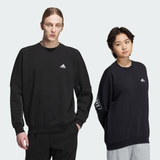 【adidas 愛迪達】上衣 男款 女款 長袖上衣 運動 亞規 WORD FL CREW 黑 IK7359