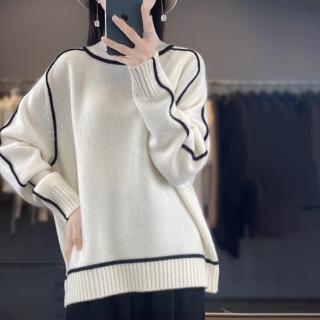 【ONEY 歐妮】★寬鬆超高領線條感毛衣(男友風/保暖/長袖/女裝)