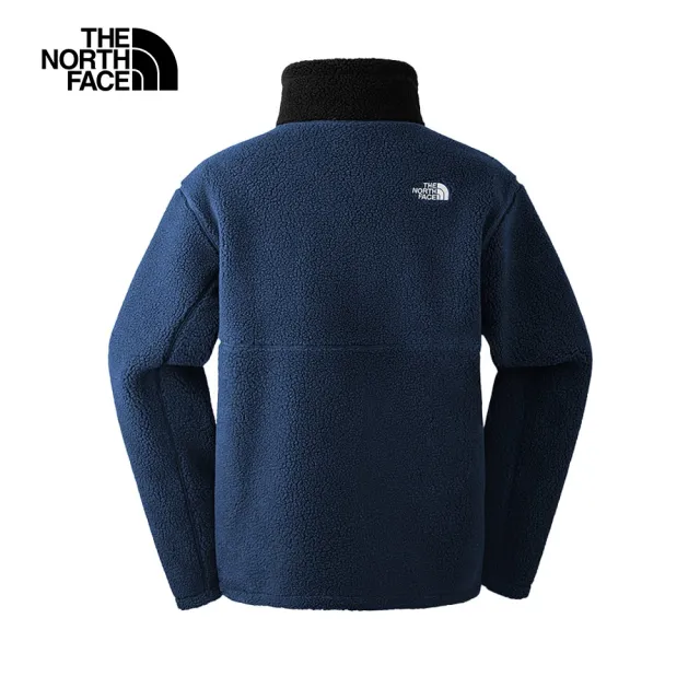 【The North Face 官方旗艦】北面男女款藍色舒適保暖多口袋立領抓絨外套｜87VM92A