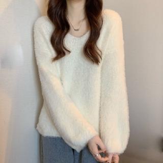 【Amirr 艾米爾】★ 寬鬆慵懶V領針織毛衣(女上衣/長袖/氣質)