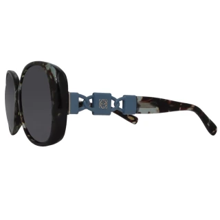 【LOEWE 羅威】初春新款 摩登復古花紋大方框款太陽眼鏡(藍/黑 SLW848-AM5X)