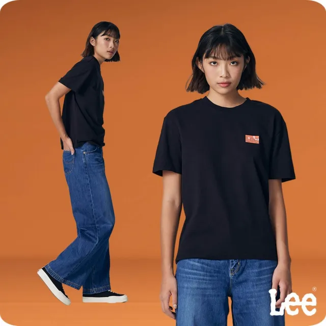 【Lee】出清品-女裝 短袖T恤 / 皮牌紮染 左胸小LOGO 氣質黑 Boyfriend版型 / 101+ 系列(LB302095K11)