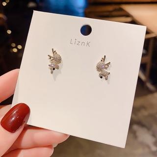 【Umi】S925純銀針一鹿有你可愛小鹿閃耀璀璨耳環高階感閃亮精緻氣質小眾耳飾耳釘耳針1630(淡金色)