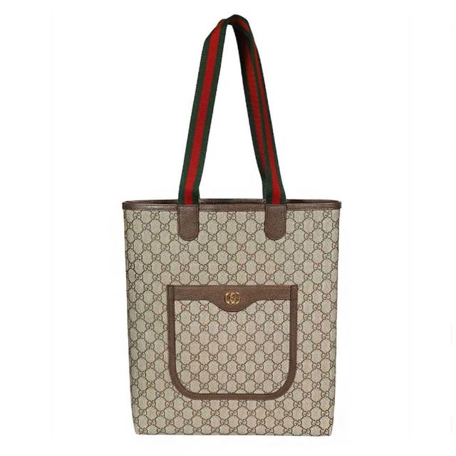 【GUCCI 古馳】744544 經典Ophidia系列GG Supreme帆布直立式肩背托特包(棕色)