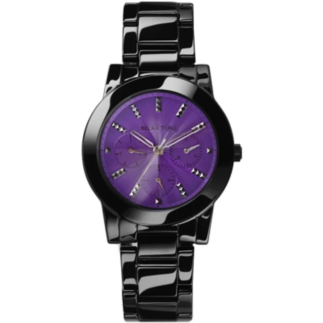Relax TimeRelax Time 官方授權R2 三眼陶瓷女腕錶-紫面-錶徑38.6mm(RT-52-8)