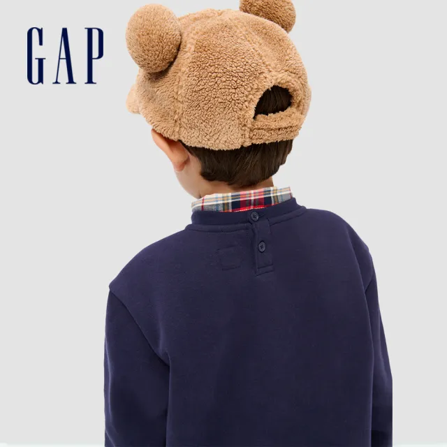 【GAP】男幼童裝 Logo小熊印花刷毛圓領大學T-多色可選(837023)